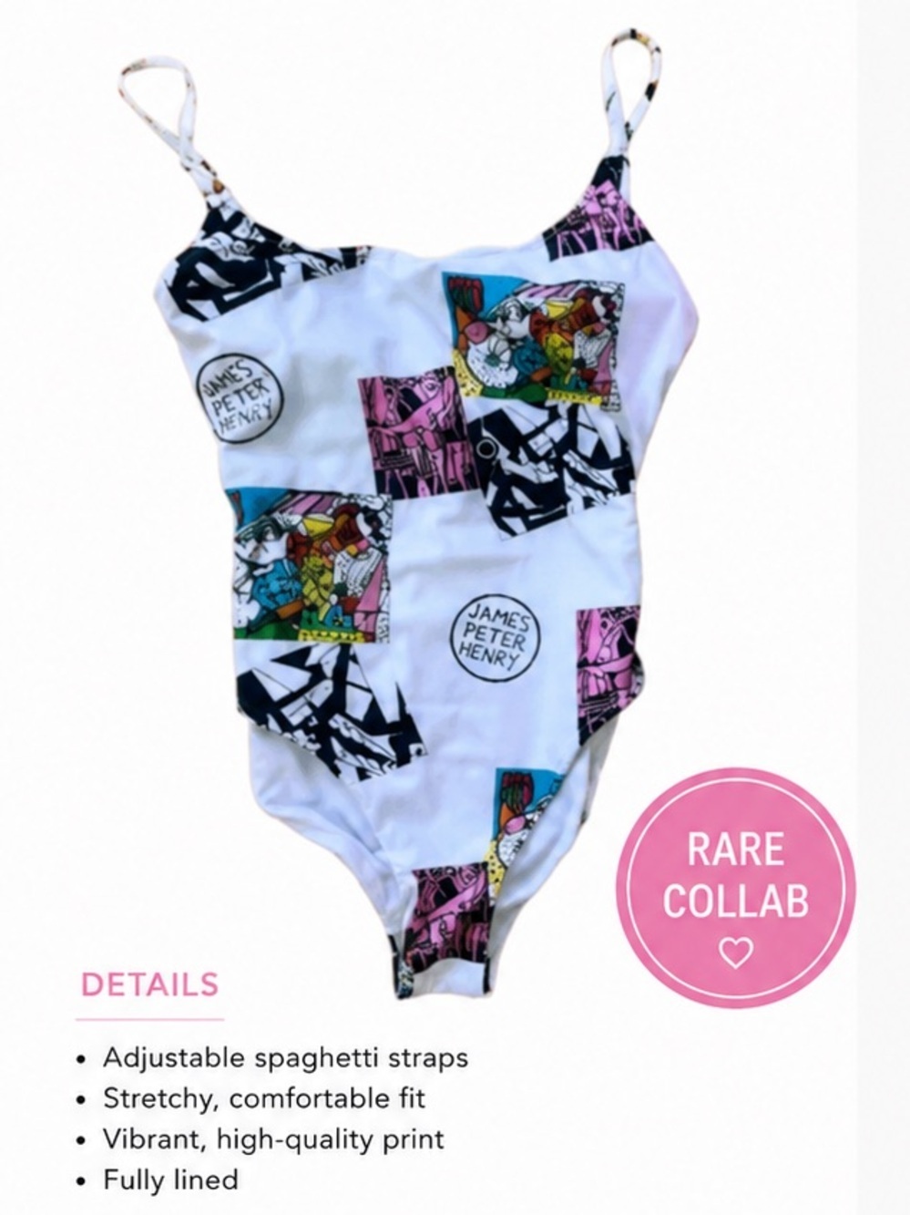 Swiminista James Peter Henry Marvelous Artwork Toss OnePiece Swimsuit Size Small